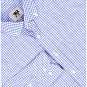UNDER 510 Shirt Mens Small Blue White Gingham Button-Down Collar Long Sleeve